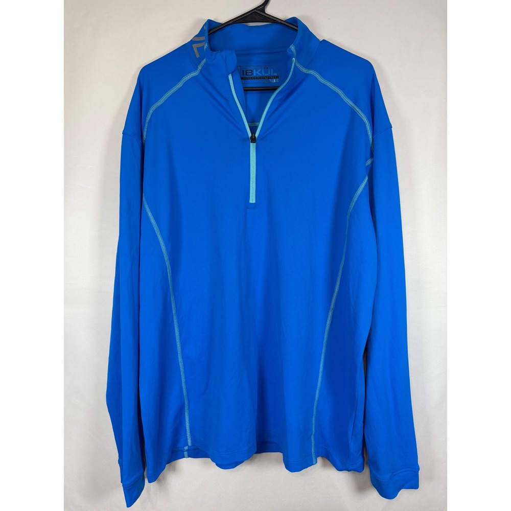 IBKUL Mens IceFil Long Sleeve Quarter Zip Pullover Blue Size L Activewear